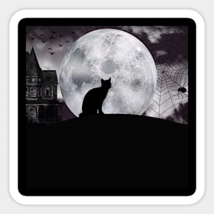 Black Cat & Full Moon Sticker